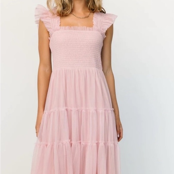 Baltic Born Dresses & Skirts - Elegant Pink Ruffle Smocked Tulle Dress- BALTIC BORN ( MAUVE)